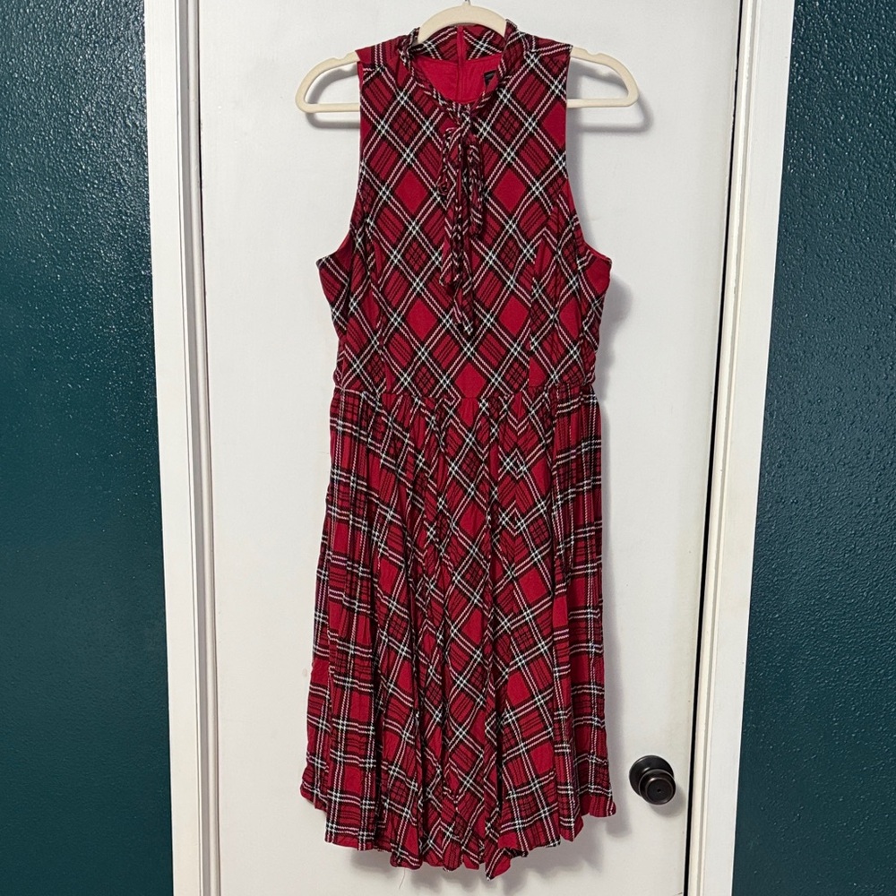 Torrid Red Plaid Sleeveless Midi Dress